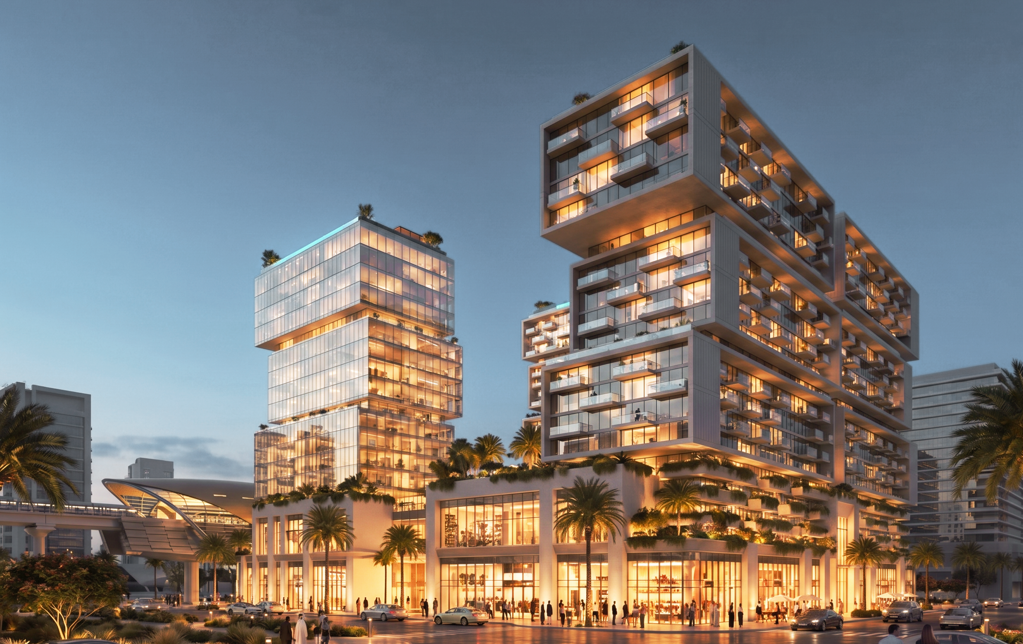 Residences and commercial tower exterior
